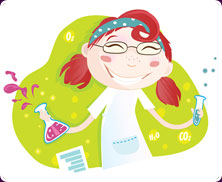 Illustration: Girl making chemical experiment