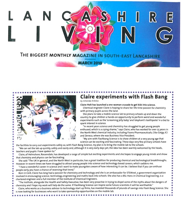 Scan of feature article in Lancashire Living from March, 2010.