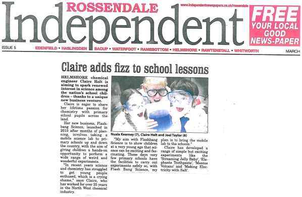 Scan of front page of Issue 5 (March 2010) of the Rossendale Independent.