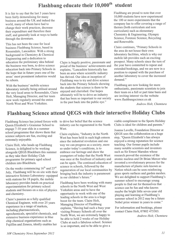 Clipping from the Royal Society of Chemistry newsletter