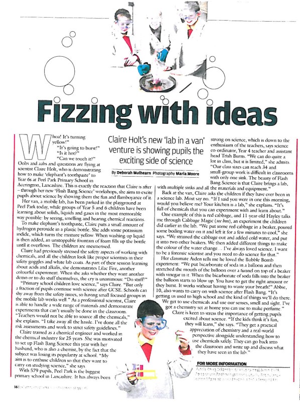 Scan of first page of feature article in Primary Teachers' magazine, May 2010.