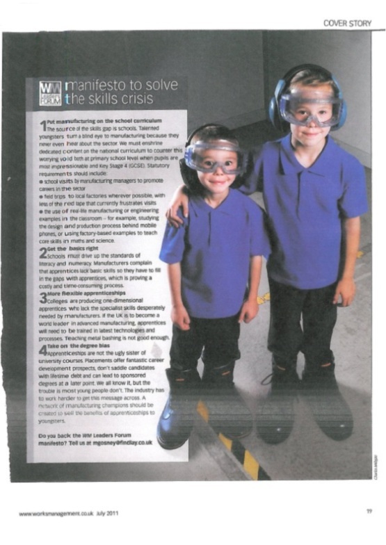 Scan of feature article in Works Management Monthly dated July 2011.